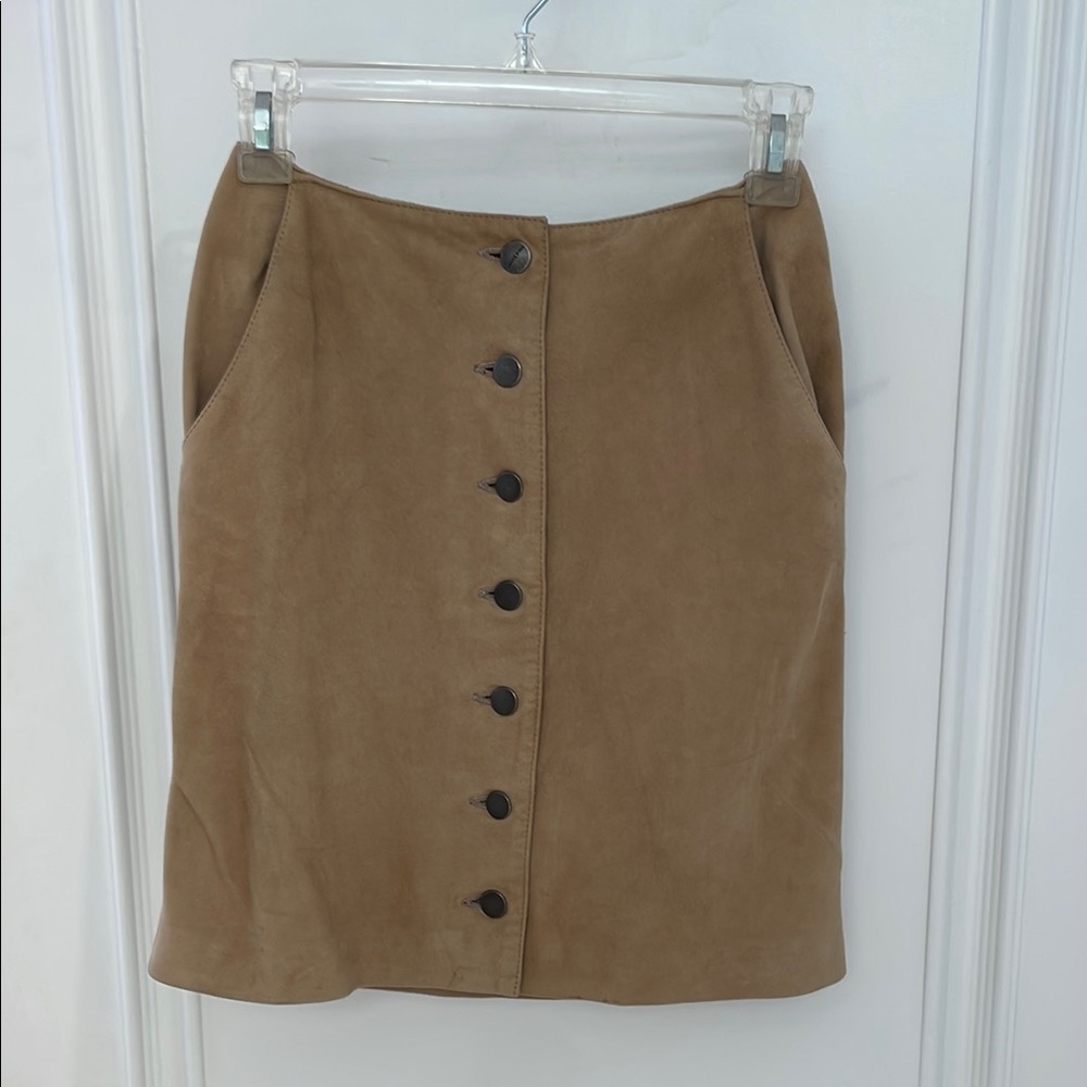 Tan Button-Front Skirt